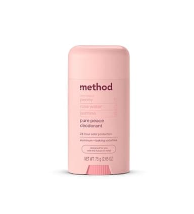 Method Deodorant, Pure Peace, Rose Water, Peonies + Pink Sea Salt notes, 24 Hour Odor Protection, 2.65 oz - Image 1
