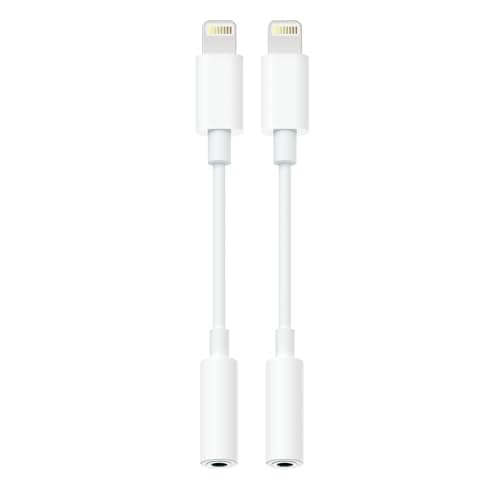 Lightning to 3.5mm Headphone Adapter for iPhone - 2 Pack Hi-Res iPhone Aux Adapter Converter Jack Dongle Audio Aux Cord for Apple iPhone 14 13 12 11 X XS White - Image 1