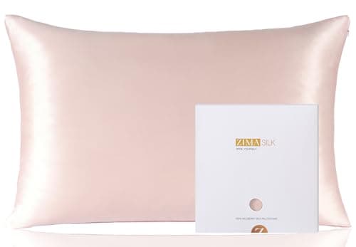 ZIMASILK 100% Pure Mulberry Silk Pillowcase for Hair and Skin Health,Soft and Smooth,Both Sides Premium Grade 6A Silk,600 Thread Count,with Hidden Zipper,1pc(Standard 20''x26'',Pink) - Image 1