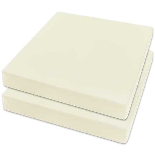 Topotdor Patio Chair Cushions Set of 2,Waterproof Outdoor Chair Cushions with Fade Resistant Removable Cover with Adjustable Straps for Patio Furniture Garden Sofa Couch,19"x19"x3" Beige - Image 1