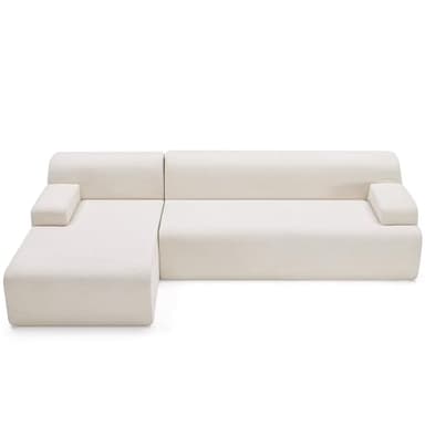 Huatean Home 107" Modular Sectional Sofa, Sponge Sofa for Living Room, High Density Sponges Cloud Couch,Modular L-Shape Sofa Couch with Chaise, (Beige) - Image 7