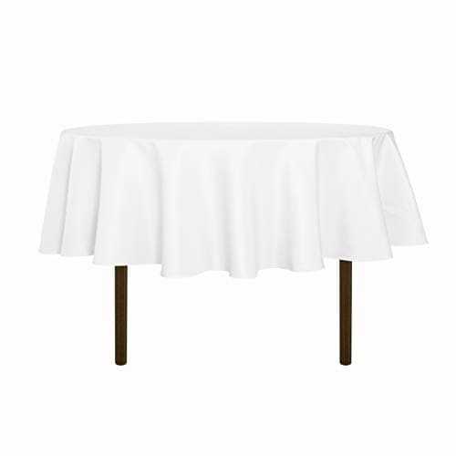sancua 60 Inch Round Tablecloth (Fits 20-48 Inch Tables), Water Resistant Spill Proof Washable Polyester Table Cloth Decorative Fabric Table Cover for Dining, Buffet Parties and Camping, White - Image 1