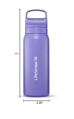 LifeStraw Go Series – Insulated Stainless Steel Water Filter Bottle for Travel and Everyday Use, Removes Bacteria, Parasites and Microplastics, Improves Taste, 24oz Thistle Purple - Image 6