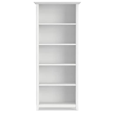 SIMPLIHOME Amherst Bookcase - 70 inch Tall 5-Shelf Solid Wood Bookshelf in White, Transitional Storage for Living Room, Study Room or Office with Adjustable Shelves and Tapered Legs - Image 5