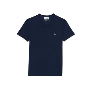 Lacoste Men's Short Sleeve V-Neck Pima Cotton Jersey T-Shirt, Navy Blue, Large - Image 8