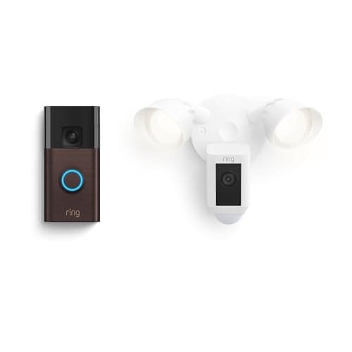 Ring Battery Doorbell with Ring Floodlight Cam Wired Plus (White) - Image 1