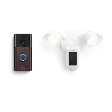 Ring Battery Doorbell with Ring Floodlight Cam Wired Plus (White) - Image 1