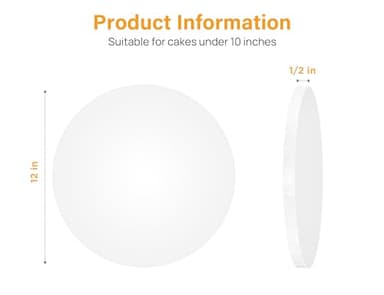 Kootek Cake Boards Drums 12 Inch Round, 1/2" Thick Professional Fully Wrapped Edges Decorating Supplies, White 6-Pack Sturdy Corrugated Cardboard Base, Base para Pastel - Image 2