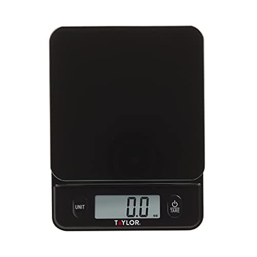 Taylor Glass Top Food Scale with Touch Controls, 11 lb Capacity, Sleek Black Design for Precision Food Measurement in Grams and Ounces - Image 1