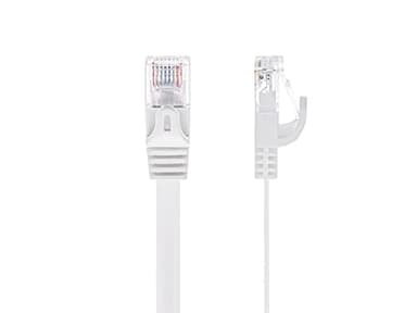 Monoprice Cat6 25ft White Flat Patch Cable UTP 30AWG 550MHz Pure Bare Copper Snagless RJ45 Flexboot Series Ethernet Cable - Image 2