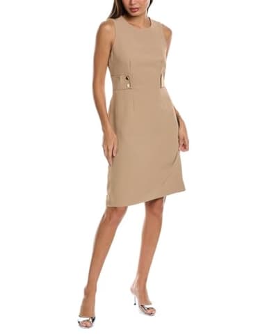 Anne Klein Waist TAB W/Button Sheath Dress - Image 1