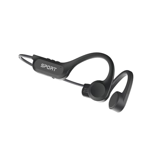 Yorlu Bone Conduction Headphones, Bluetooth 5.3 Open Ear Headphones, 8H Playtimes Wireless Headphones with Mic, Sport Earphones, IP56 Sweatproof Headset for Workout, Hiking, Black