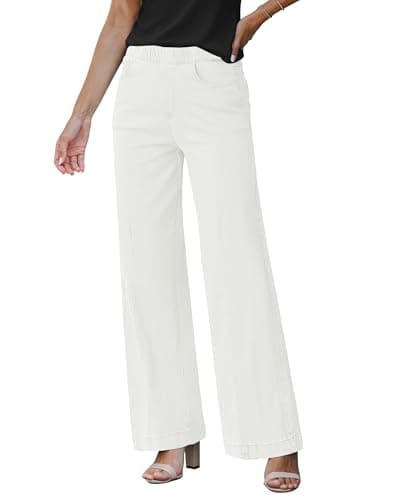 GRAPENT White High Waisted Trousers - Women's Bright White Jeans Size 8 (M), 10 - Image 1