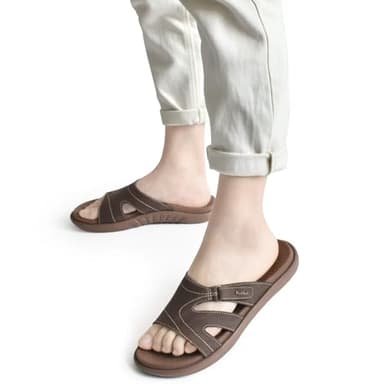 KuaiLu Womens Fashion Orthotic Slides Ladies Lightweight Athletic Yoga Mat Walking Sandals Slip On Thick Cushion Recovery Slippers Sandles Comfortable Plantar Fasciitis Arch Support Brown Tan Size 8 - Image 6