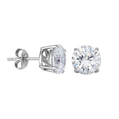 Amazon Essentials Platinum Plated Sterling Silver Round Cut Cubic Zirconia Stud Earrings (6.5mm) - Image 2