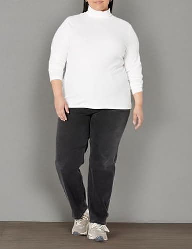 Amazon Essentials Women's Slim-Fit Layering Long Sleeve Knit Rib Turtleneck Top (Available in Plus Size), Pack of 2, White, X-Large - Image 9