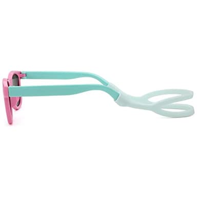 COASION Bendable Flexible Polarized Newborn Baby Sunglasses with Silicon Strap for Infant Boys Girls Age 0-12 Months (Pink-Green/Blue Mirror) - Image 4
