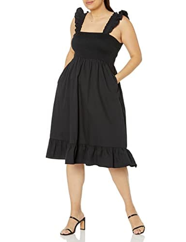 The Drop Women's Kimi Ruffled Shoulder Smocked Midi Dress, Black, 3X, Plus Size - Image 4