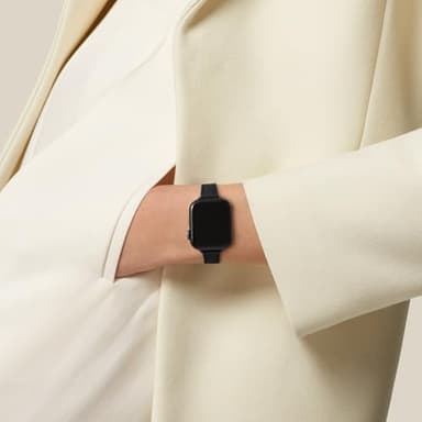 STIROLL Slim Leather Bands Compatible with Apple Watch Band 38mm 40mm 41mm 42mm(Series 11 10), Top Grain Leather Watch Thin Wristband for iWatch Ultra SE Series 9 8 7 6 5 4 3 2 1 (Black) - Image 9