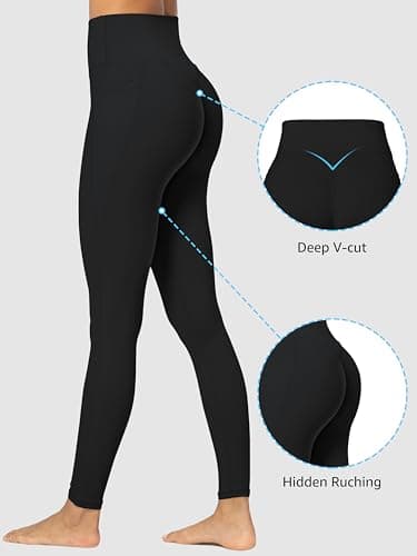 Sunzel Invisible Butt Scrunch Workout Leggings with Pockets for Women, No Front Seam Booty Gym Yoga Pants with Tummy Control 28" Black Medium - Image 2