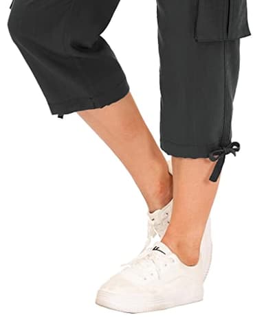 MoFiz Womens Capris with Pockets Loose Fit Casual Capri Pants Dressy Lightweight Ladies Baggy Cargo Pants for Hiking Dark Grey 4XL - Image 5
