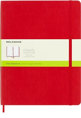Moleskine Classic Notebook, Soft Cover, XL (7.5" x 9.5") Plain/Blank, Scarlet Red, 192 Pages - Image 1