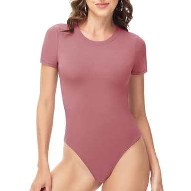 TNNZEET Bodysuits for Women - Black Bodysuit Women Tops Round Neck T Shirts for Fashion Body Suit Outfits Going Out Tops - Image 1