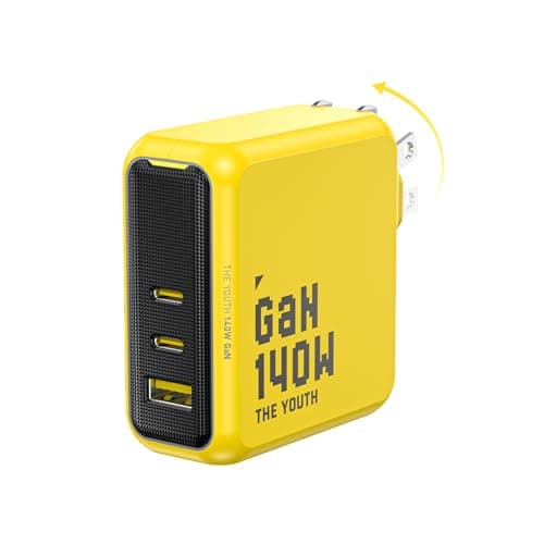 AOHI Youth 140W GaN+ USB C Charger 100W Laptop Fast Charger PD3.1 PPS 3-Port USB C Wall Charger Power Adapter for MacBook Pro 16'', Dell XPS, iPhone 17 Pro Max, iPad Pro, Tablet, Chromebook, Yellow - Image 1