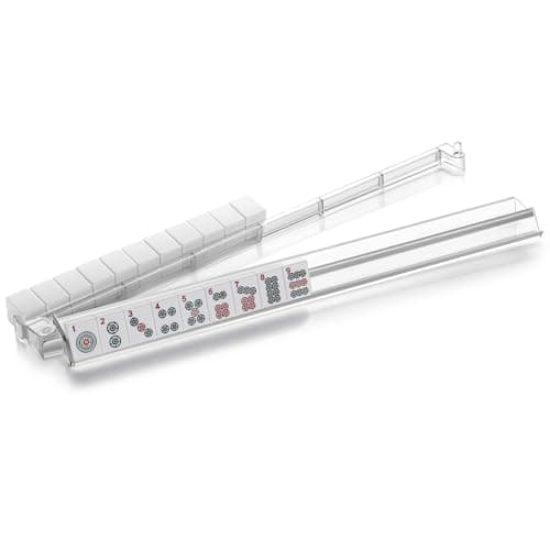Suncle 4PCS Mahjong Racks with Pushers,Clear Acrylic American Majiang Tile Racks,Imports Modern Mahjong Racks with Built-in Pushers - Image 1