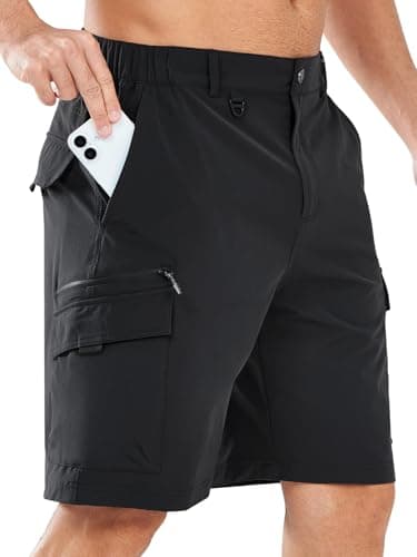 NORTHYARD Men's Casual Cargo Shorts Lightweight 9" Hiking Golf Work Quick Dry Camping Outdoor Travel Fishing with 7 Pockets Black XL - Image 1