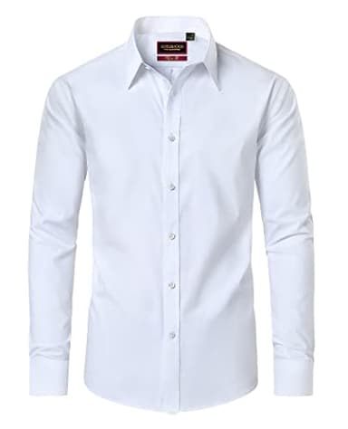 Lion Nardo White Dress Shirt for Men Mens Dress Shirts Long Sleeve Button Down Shirt Regular Big and Tall Dress Shirts - Image 1