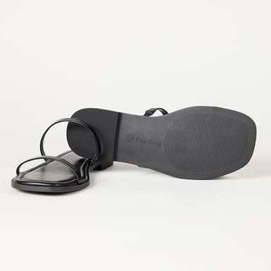 The Drop Women's Paris Square Toe Two Strap Flat Sandal, Black, 7 - Image 4
