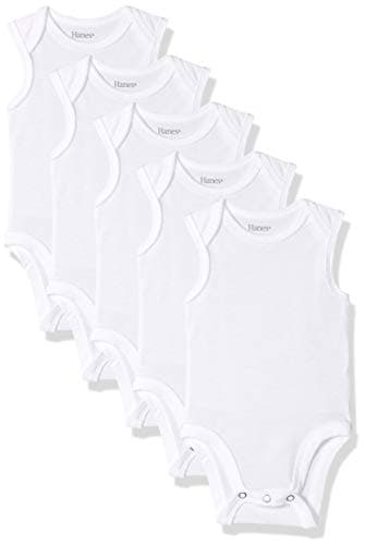 Hanes unisex baby Ultimate Flexy 5 Pack Sleeveless Bodysuits (Tanks) Bodystocking, White, 6-12 Months US - Image 1