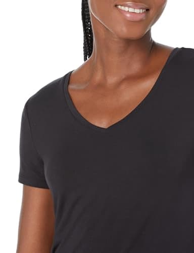 Amazon Essentials Women's Relaxed-Fit Short-Sleeve V-Neck Tunic (Available in Plus Size), Black, Small - Image 3