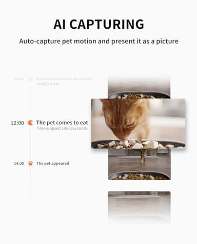 PETKIT Automatic Cat Dog Feeder with Camera, AI-Powered Motion Capturing, 1080P HD Video with Night Vision, 2.4G WiFi Pet Feeder with 2-Way Audio, Dual Hopper Pet Food Dispenser with Desiccant - Image 3
