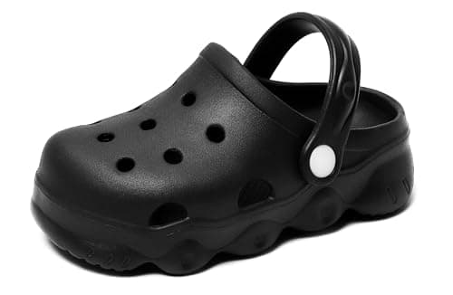 INMINPIN Kids Cute Clogs Cartoon Garden Shoes Boys Girls Slides Slippers Indoor Outdoor Children Water Shower Beach Pool Sandals,Black,5.5-6.5 Toddler,Kids - Image 1
