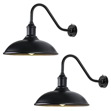 Naurham Outdoor Barn Light Fixtures - 21 Inch Dusk to Dawn Exterior Farmhouse Lighting Barn Light for House with Anti-ponding Bottom, Barn Lights Outdoor Gooseneck Lighting (21" Diameter, 2 Pack) - Image 1