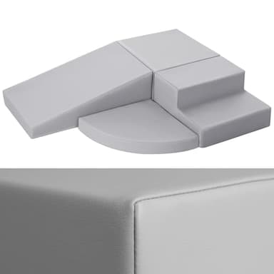 4-Piece PU Leather Baby Foam Climbing Blocks for Toddlers - Soft Play Climbing Toys for Toddlers - Foam Climbing Set for Crawling and Sliding Indoor (Gray) - Image 1