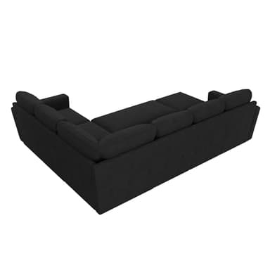 HONBAY Sectional Sleeper Couch with Pull Out Bed, U Shaped Sectional Sofa with Storage, Modular Velvet Sectional Couches for Living Room, Black - Image 8