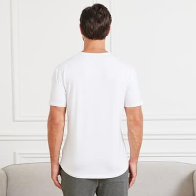 netdraw Men's Ultra-Soft Bamboo Viscose T-Shirt, Curved Hem Lightweight Cooling Cotton Blend Casual Tee, White, X-Large - Image 5