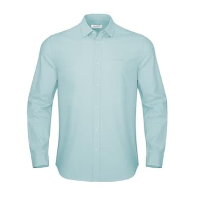 JEKAOYI Button Down Linen Shirts for Men Casual Long Sleeve Regular Fit Cotton Beach Shirts with Pocket Mint Blue - Image 2