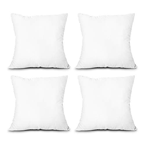 EDOW Throw Pillow Inserts, Set of 4 Lightweight Down Alternative Polyester Pillow, Couch Cushion, Sham Stuffer, Machine Washable. (White, 18x18) - Image 1