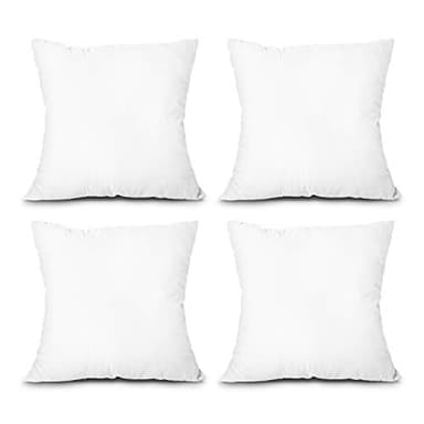 EDOW Throw Pillow Inserts, Set of 4 Lightweight Down Alternative Polyester Pillow, Couch Cushion, Sham Stuffer, Machine Washable. (White, 18x18) - Image 1