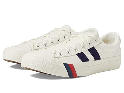 PRO-Keds Men's Royal Plus Lace Up Fashion Sneaker, White/Navy Canvas, 4.5 - Image 1