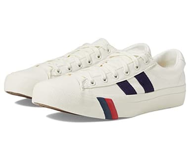 PRO-Keds Men's Royal Plus Lace Up Fashion Sneaker, White/Navy Canvas, 4.5 - Image 1