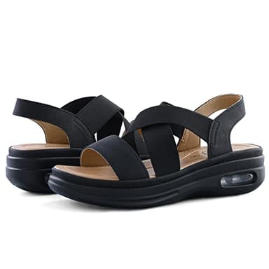 mysoft Women's Comfortable Walking Sandals Air Cushion Sport Slingback Elastic Band Platform Shoes - Image 2
