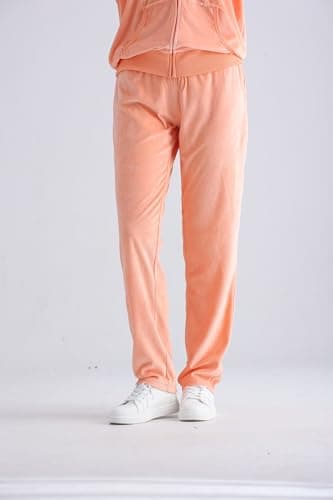 Yasumond Womens Sweatsuits Velour Tracksuit 2 Piece Outfits Long Sleeve Zip Up Hooded Lounge Velvet Sweatshirt and Straight Leg Sweatpants Set Orange M - Image 8