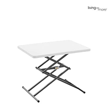 Living and More 28inch Height-Adjustable Personal Table, TV Tray, Portable Dinner Table, Multi-Purpose, Lightweight, No Assembly, Easy Fold and Storage, White - Image 6