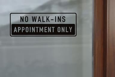 ZLKAPT No Walk-ins by Appointment Only Vinyl Decal - 14"x5" - Professional Business Sign for Storefront Window and Door - Appointment Scheduling Decal - Easy Application (Inside Application, Black) - Image 3
