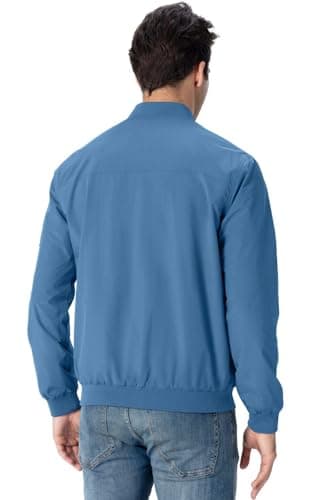 Rdruko Men's Lightweight Bomber Jacket Windproof Casual Fashion Windbreaker Jacket(Denim Blue, US 4XL) - Image 2
